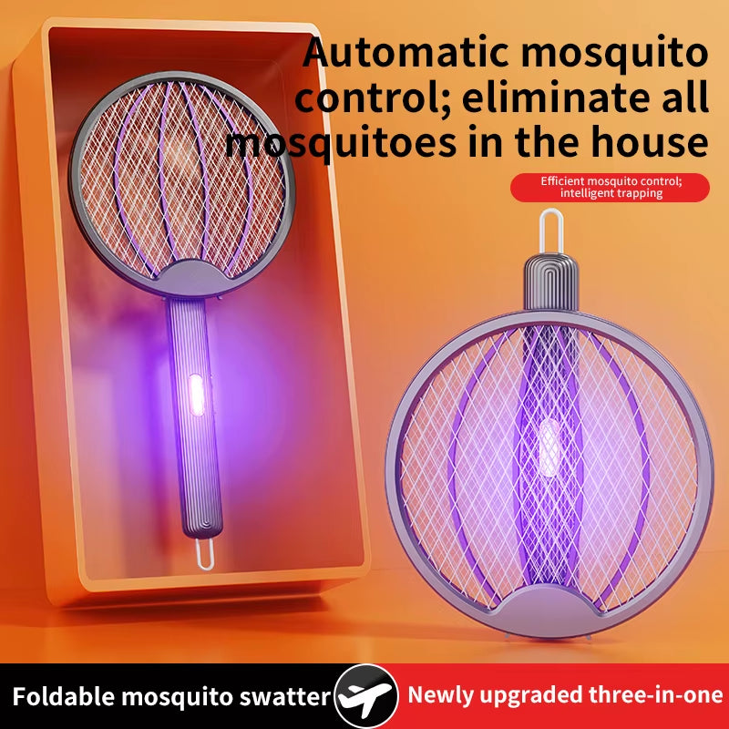 Revolutionary 3-in-1 Foldable Electric Mosquito Swatter: The Ultimate Anti-Mosquito Lamp and Killer, Rechargeable and Wall-Mounted for Your Convenience