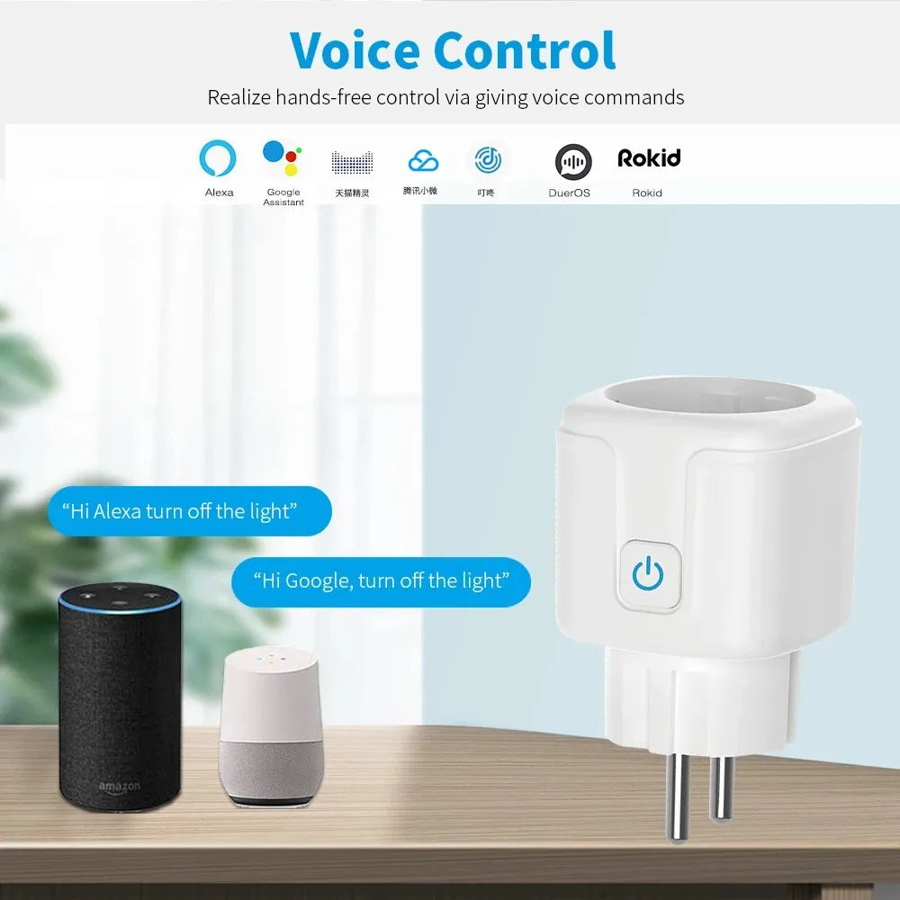 Transform Your Home with the Tuya Smart Socket EU16A/20A: Effortless Wi-Fi Control, Power Monitoring, and Voice Command Support for Google Assistant & Alexa