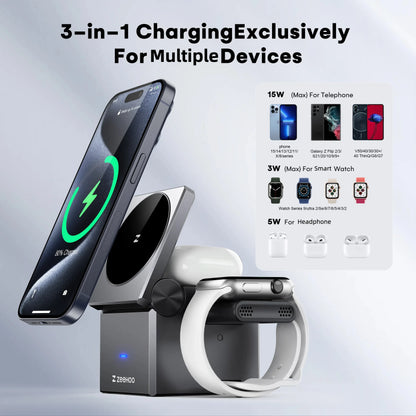 Ultimate Zeehoo 3-in-1 Magnetic Wireless Charging Station for iPhone - Portable & Convenient Travel Charger for Multiple Devices