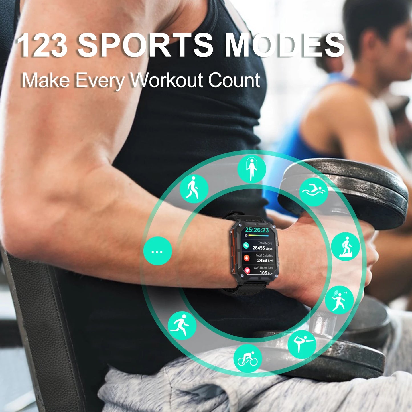 C20 Pro Men’s Smartwatch – Wireless Calls, Voice Assistant, Health & Fitness Tracking, IP68 Waterproof, Works with Android & iPhone