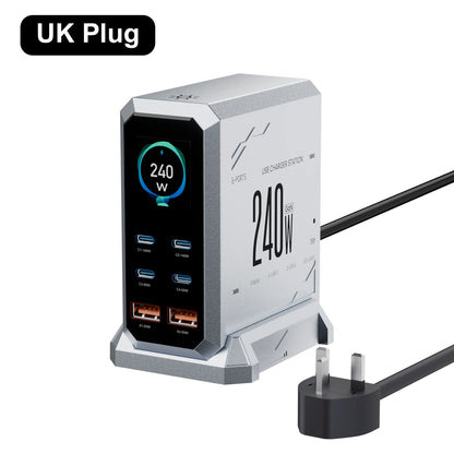 Ultimate 240W GaN Charger: 6-in-1 Fast Charging Station for iPhone, MacBook & More!
