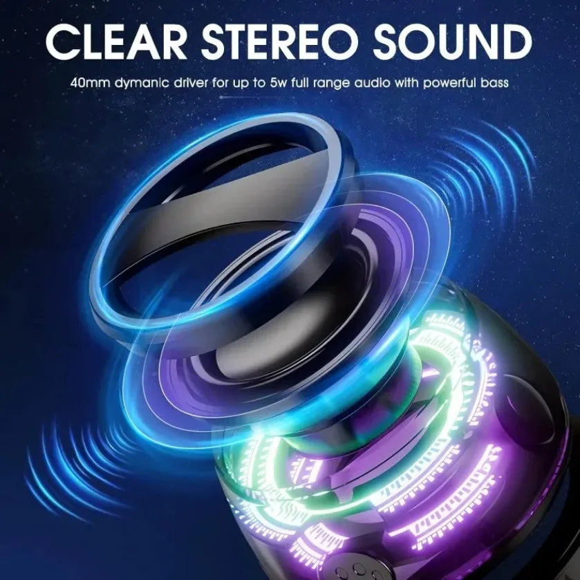 Experience Ultimate Freedom with Our Portable Mini Travel Stereo Bluetooth Speaker - Now with RGB Color Light and Versatile Phone Holder!