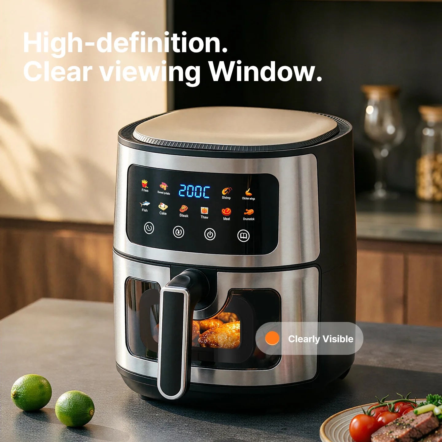 Experience Healthy Cooking with Our 8L Large Air Fryer Featuring a Transparent Window and 8 Convenient Presets