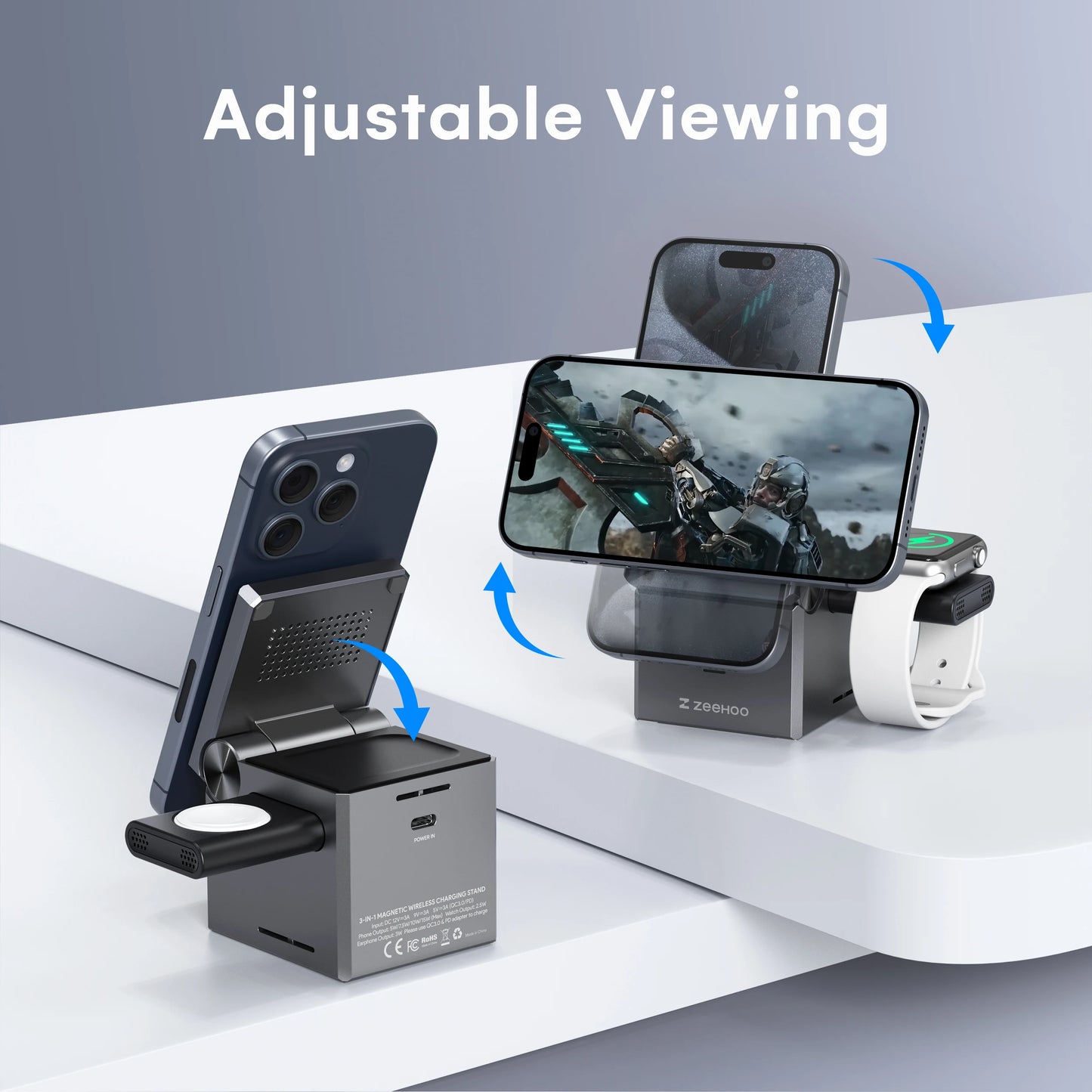 Ultimate Zeehoo 3-in-1 Magnetic Wireless Charging Station for iPhone - Portable & Convenient Travel Charger for Multiple Devices