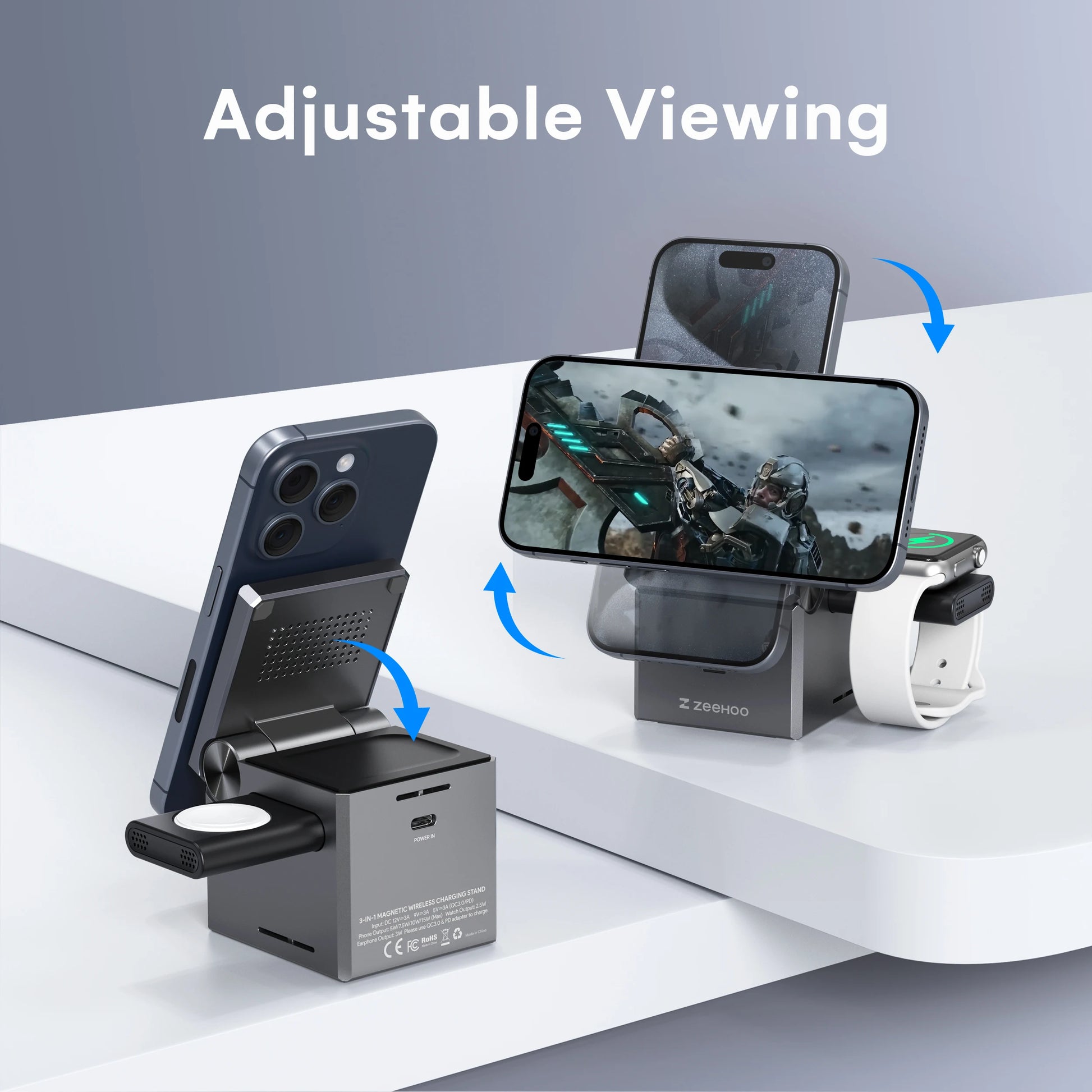 Ultimate Zeehoo 3-in-1 Magnetic Wireless Charging Station for iPhone - Portable & Convenient Travel Charger for Multiple Devices