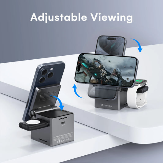 Ultimate Zeehoo 3-in-1 Magnetic Wireless Charging Station for iPhone - Portable & Convenient Travel Charger for Multiple Devices