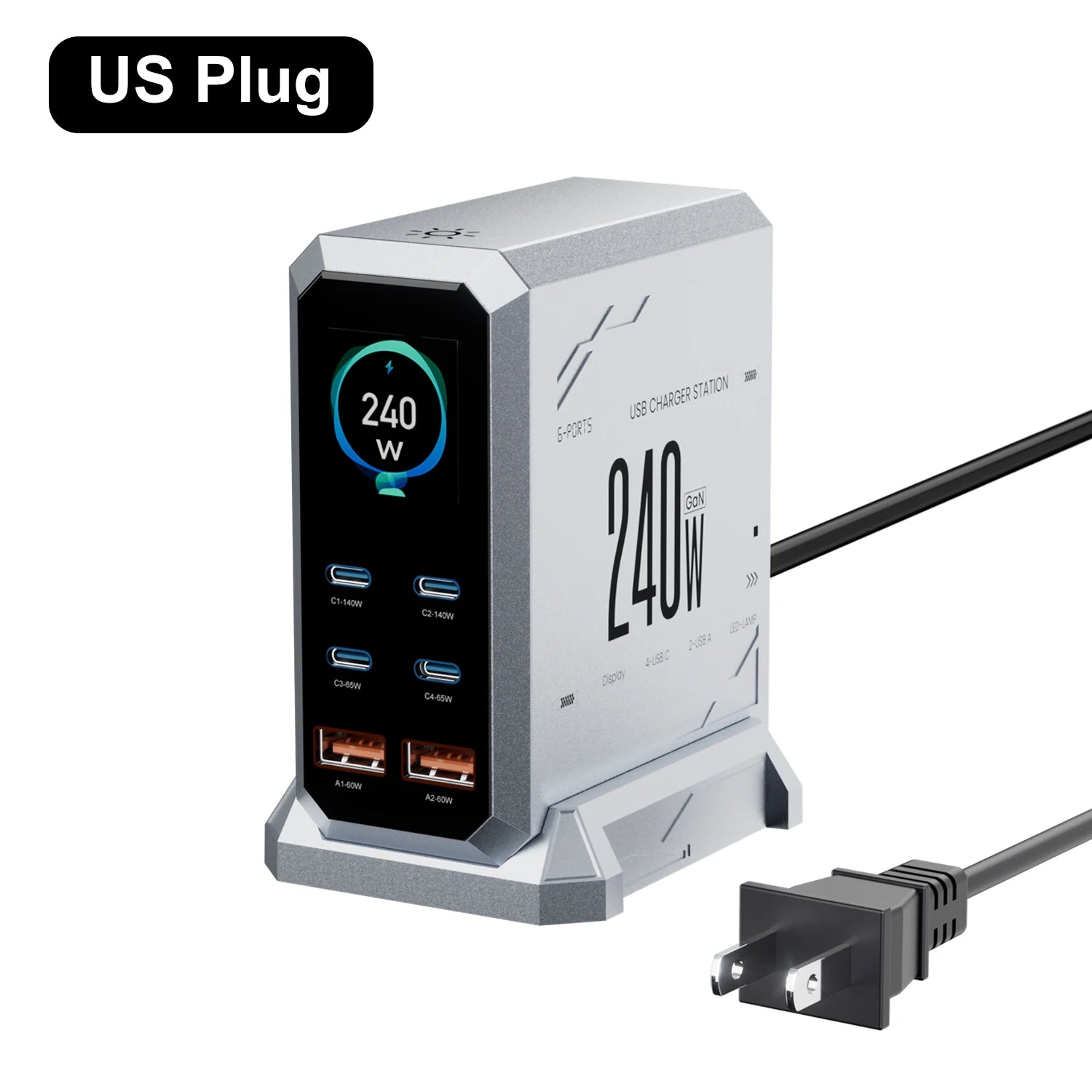 Ultimate 240W GaN Charger: 6-in-1 Fast Charging Station for iPhone, MacBook & More!