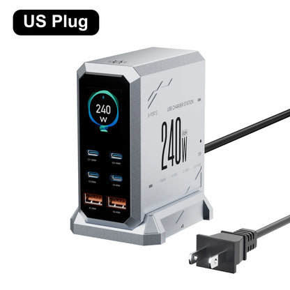 Ultimate 240W GaN Charger: 6-in-1 Fast Charging Station for iPhone, MacBook & More!